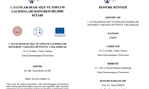 1. Uluslararası Aile ve Toplum Çalışmaları Kongresi Bildiri Kitabı Yayında